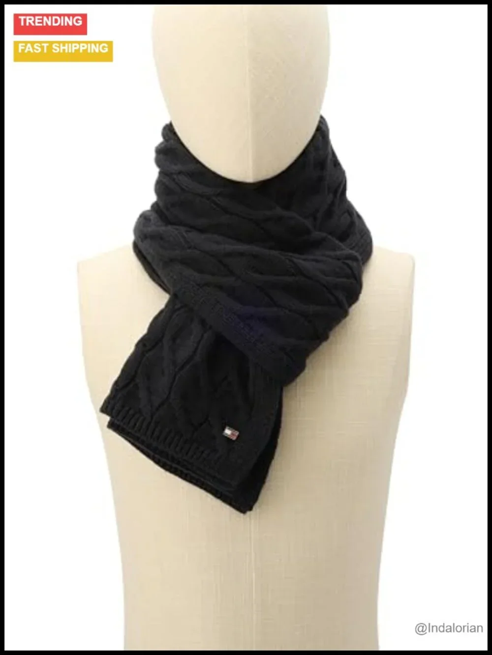 Wide Cable Knit Acrylic Blend Scarf for Cold Weather